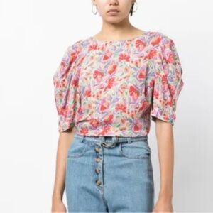 Ba&sh Floral Puff Sleeve Top